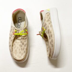 Hey Dude Womens Beige Neon Leopard Wendy Rise Platform Slip On Shoe Size 11